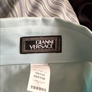 Versace Men's Dress Shirt Black Label in Soft Blue.French Cuffs sz 58 XXL-48 US